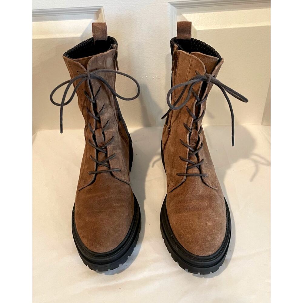 Geox Italy Respira Iridea Brown Suede Lace-Up Combat Ankle Boot Size 7 EUR 37